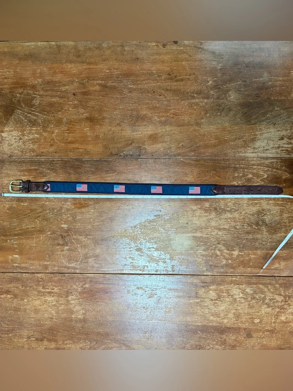 Vineyard Vines by Shep & Ian Leather Canvas American Flag Belt USA Boys size 26